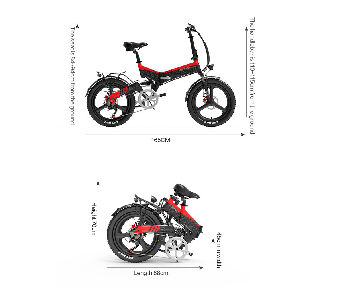 LANKELEISI G650 500W 12.8AH Electric Mountain Folding Bike